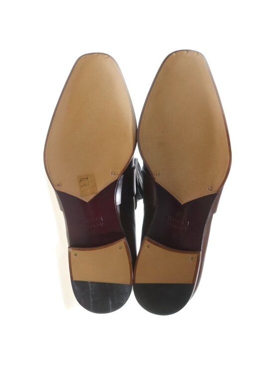 Gucci Interlocking Leather Shoes Loafers Brown